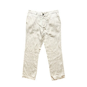 Club Room Luxury Mens Linen Pants 32W 30L Beige Beachy Coastal Minimalist Summer